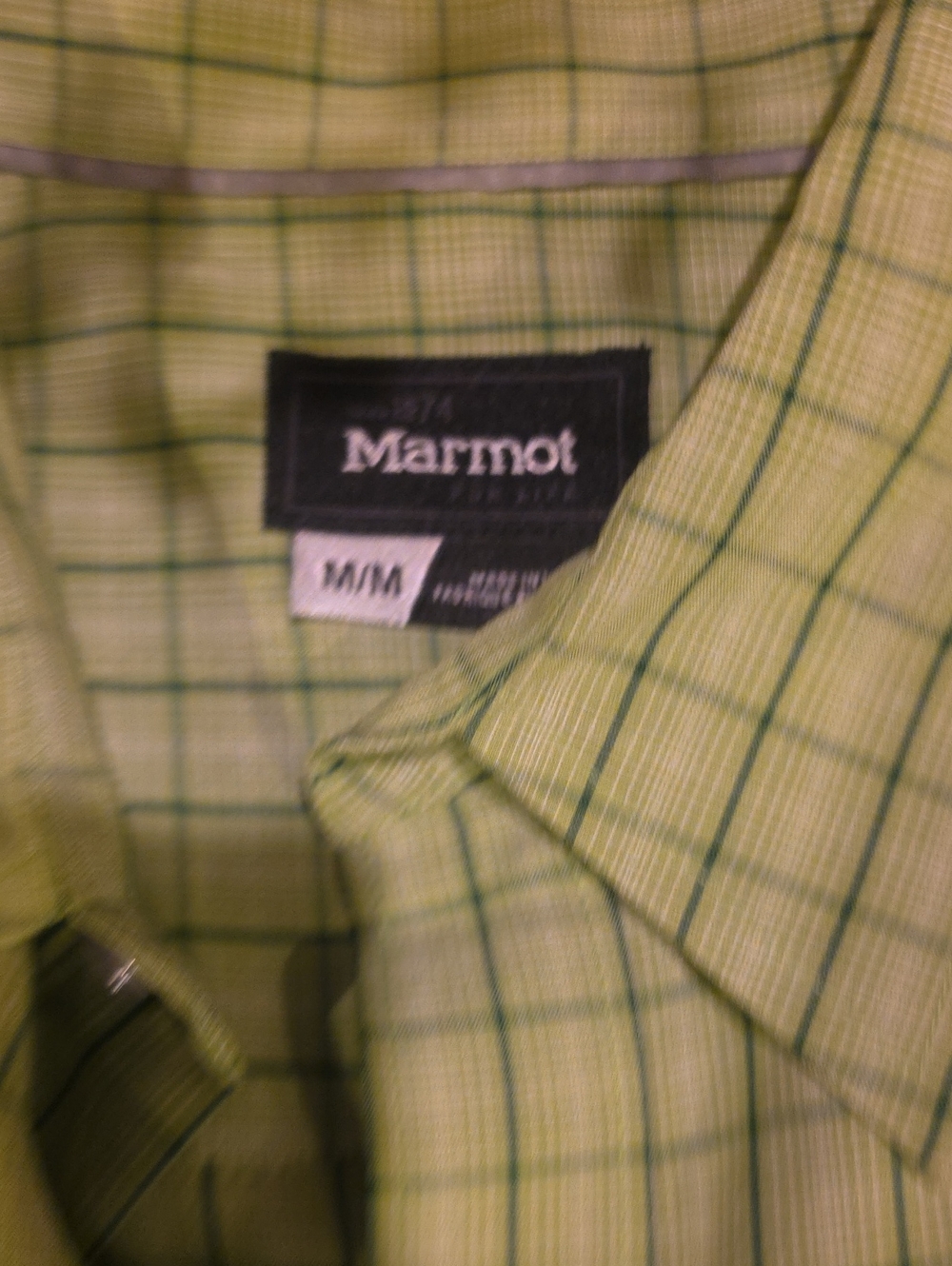 Marmot Men's Light Green Plaid Button-Down Shirt